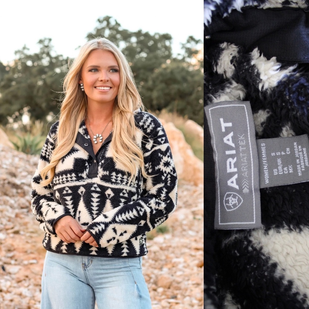 Ariat Women's Berber Snap Front Sherpa Sweatshirt Winslow Southwest Print Small